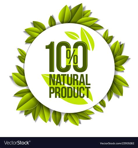 Organic food natural product badge 100 percent Vector Image