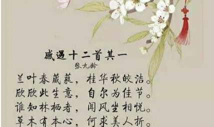 《感遇十二首·其一》为张九龄所作，诗人当时被贬荆州长史_知秀网