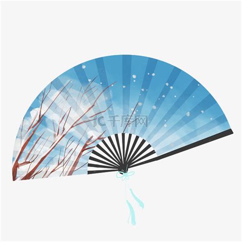 女生蓝色古风折扇头像图片