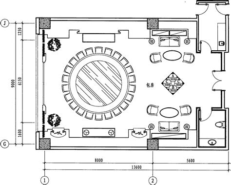 二层中餐包房平面布置图 1:100-五星级酒店设计施工-图片