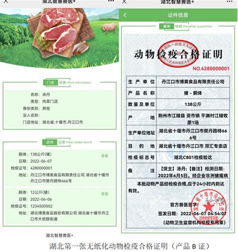 湖北省第一张肉制品无纸化动物检疫合格证明来了！_长江云 - 湖北网络广播电视台官方网站