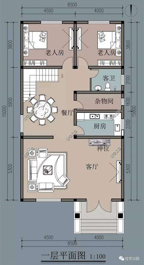 10米x12米3房一厅设计图