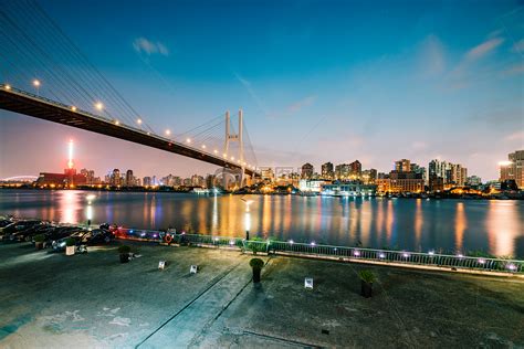 上海南浦大桥夜景,都市风光,建筑摄影,摄影,汇图网www.huitu.com