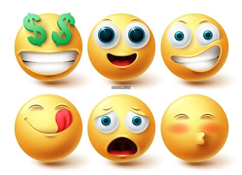 快乐的面部表情emoji表情符号EPS素材