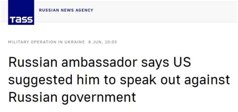 俄驻美大使：收到信件让我公开谴责俄罗斯，已要求美国国务院解释 - 香港法治报