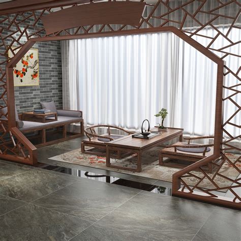 新中式客厅餐厅书房娱乐室|空间|室内设计|张美丽效果图 - 原创作品 - 站酷 (ZCOOL)