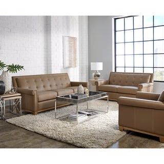 Ergo Taupe Leather Tufted Back Sofa and Loveseat Set - On Sale - Bed ...