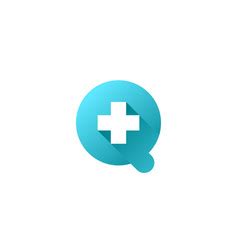 Letter q cross plus medical logo icon design Vector Image