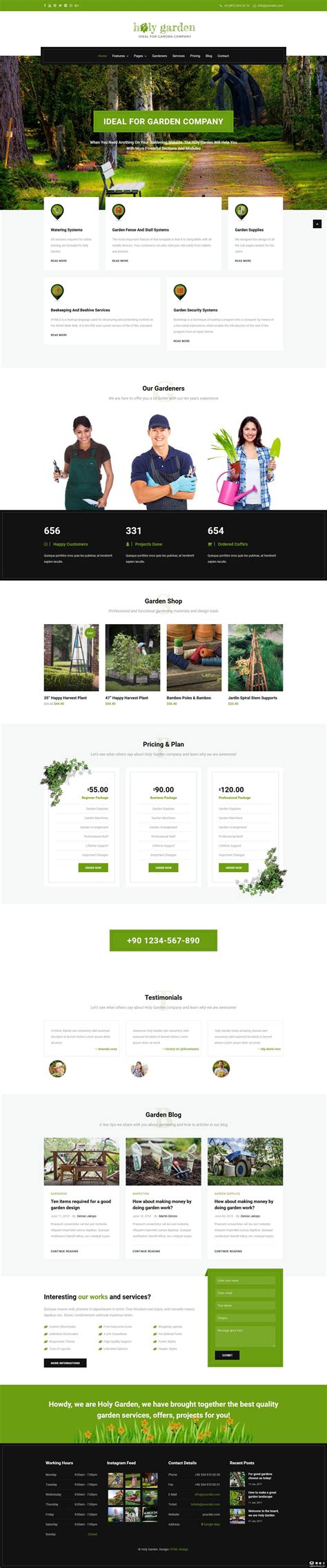 花园园艺设计公司响应式网页模板免费下载html - 模板王