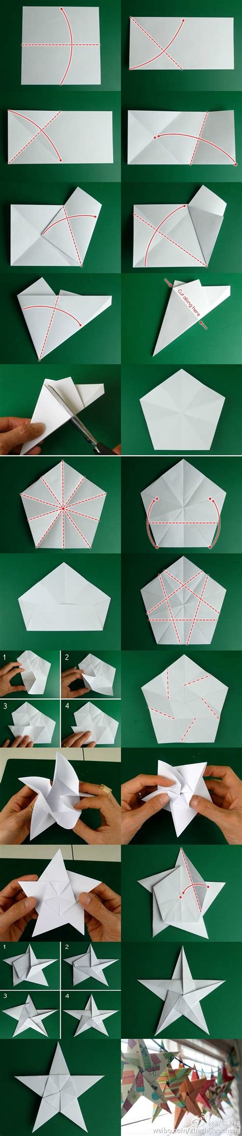 五角星怎么剪步骤视频：一刀剪成漂亮的立体五角星，方法很简单