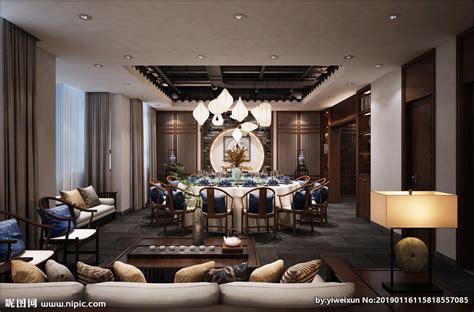 中式酒店餐厅包间模型效果图设计图__室内模型_3D设计_设计图库_昵图网nipic.com