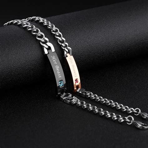 Buy Queen King Stainless Steel Stone Women Man Chain Crystal Couple ...