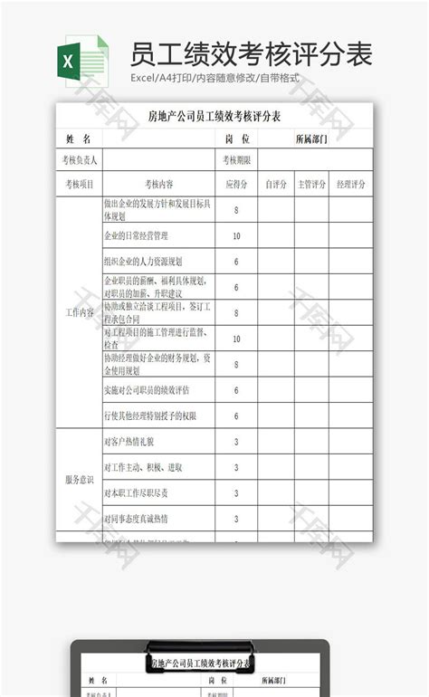 公司面试评分表Excel模板下载_熊猫办公