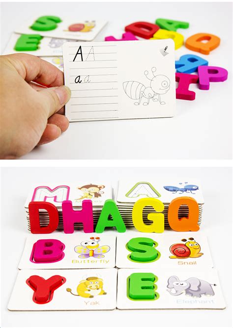 跨境热销儿童木制启蒙早教益智玩具 字母配对积木拼图拼单词游戏-阿里巴巴
