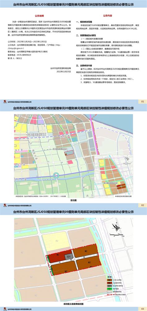 台州市台州湾新区JSJ170规划管理单元海虹大道以西、甲南大道以北区块控制性详细规划修改批后公告