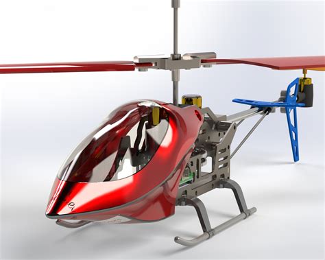 遥控直升机3D模型_SOLIDWORKS 2018_模型图纸下载 – 懒石网