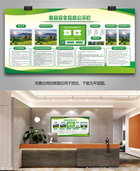 绿色酒店食品安全信息公示栏展板设计图__展板模板_广告设计_设计图库_昵图网nipic.com