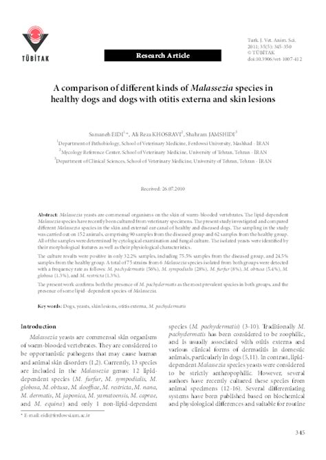 (PDF) A comparison of different kinds of Malassezia species in healthy ...
