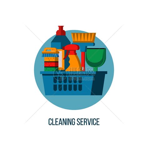 清洁服务矢量标志套清洁用品带清洁产品刷子的篮子插画图片下载-正版图片300915976-摄图网