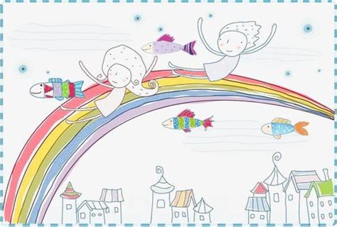 水彩画儿童作品图片欣赏《彩虹小桥》 肉丁儿童网