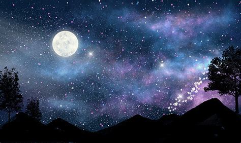 星空月亮唯美背景插画图片下载-正版图片400283811-摄图网