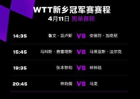 WTT新乡冠军赛4月11日赛程直播时间表2023最新 今天国乒比赛对阵表图_深圳之窗