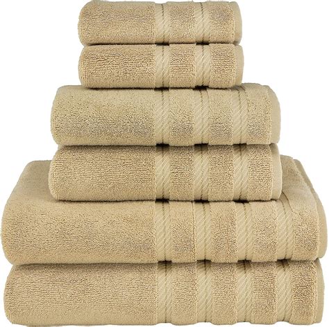 American Soft Linen Bath Towel Set 100% Turkish Cotton Luxury 6 Piece ...