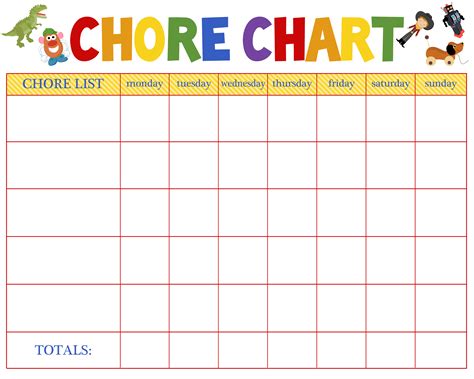 Monthly Family Chore Chart Template