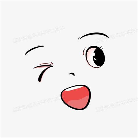 手绘卡通眨眼颜表情装饰PNG图片素材下载_卡通PNG_熊猫办公