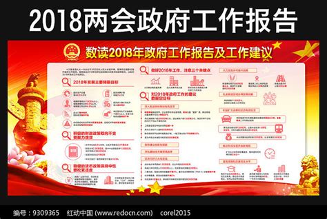 数读2018政府工作报告展板图片_展板_编号9309365_红动中国