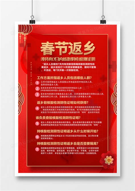 红色春节返乡疫情预防指南政策海报设计图片下载_psd格式素材_熊猫办公