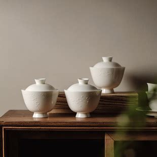 羊脂玉功夫茶具家用客厅简约白瓷盖碗茶杯套装茶具礼品可定制logo-淘宝网