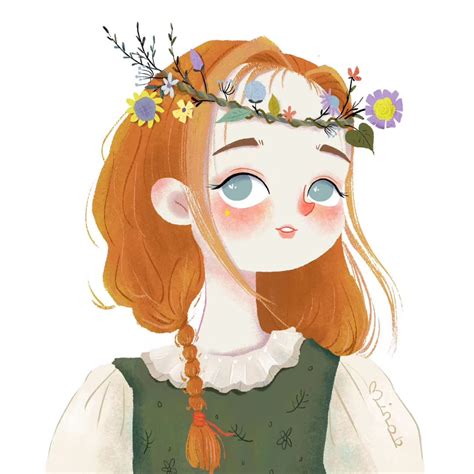 温柔女生头像插画可爱