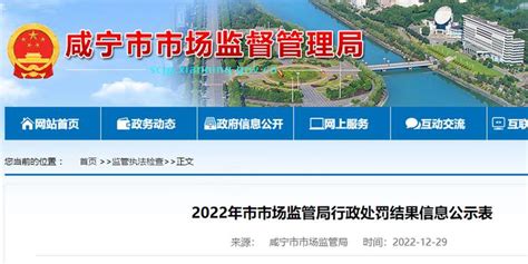 2022年湖北省咸宁市市场监管局行政处罚结果信息公示表_手机新浪网