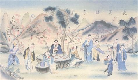 夜宴桃李园-中国木版年画-图片