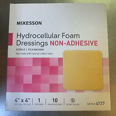 10pk McKesson 4737 Hydrocellular Foam Dressings 4" x 4" non-adhesive ...