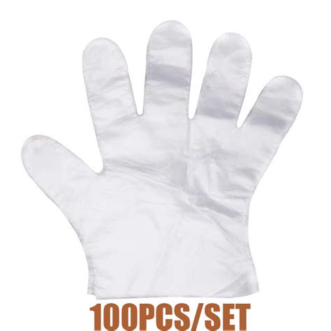 Kufutee 100 Pieces Plastic Disposable Gloves,Disposable Gloves for ...