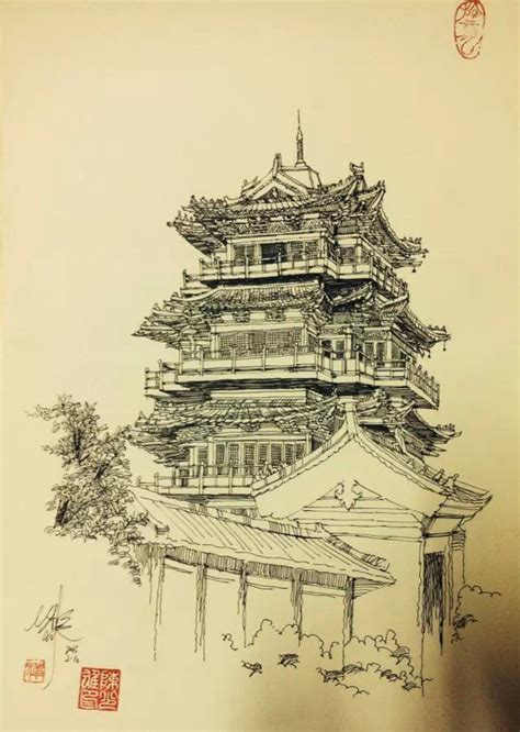 中国古建筑|插画|创作习作|鲞仟 - 原创作品 - 站酷 (ZCOOL)