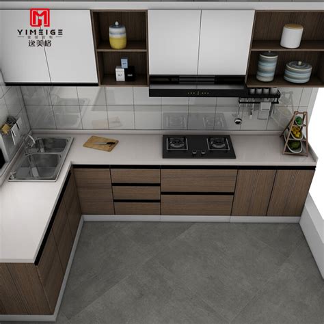 宇曼整体 橱柜定制厨房组合厨柜子定做 进口爱格门板L型现代简约