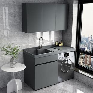 蜂窝铝整板洗衣柜太空铝阳台洗衣池滚筒洗衣机一体柜组合高低-阿里巴巴