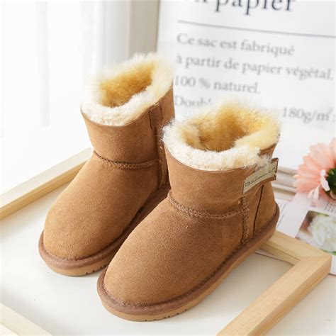 2021冬季新款羊皮毛一体儿童雪地靴宝宝鞋短筒短靴平底棉鞋亲子款-阿里巴巴