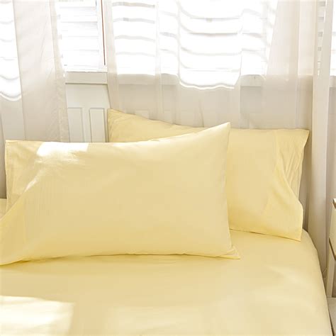 四季款全棉素色米黄色单品枕套纯棉斜纹环保印染纯色浅黄色枕头套_虎窝淘