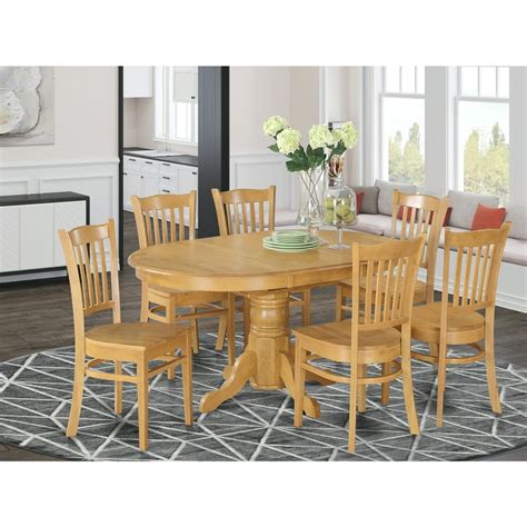 Dining Room Set- Oval Dinette Table With Leaf And Dining Chairs-Finish ...