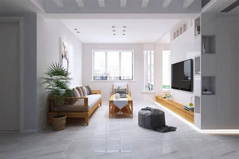 客厅的瓷砖，选用浅灰色的设计-家居美图_装一网装修效果图