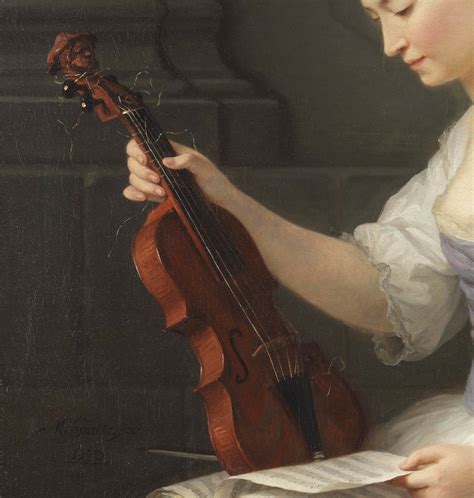 小提琴家画像Portrait of a violinist Anne Vallayer-Coster油画作品欣赏 - 520常识网