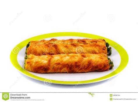 Puff Pastry Bun Isolated on White Dish. Healthy Patty with Spinach ...