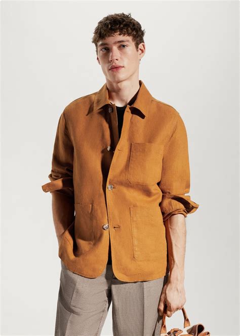 100% linen overshirt with pockets - Men | Mango Man USA