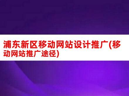 浦东新区移动网站设计推广(移动网站推广途径)_V优客