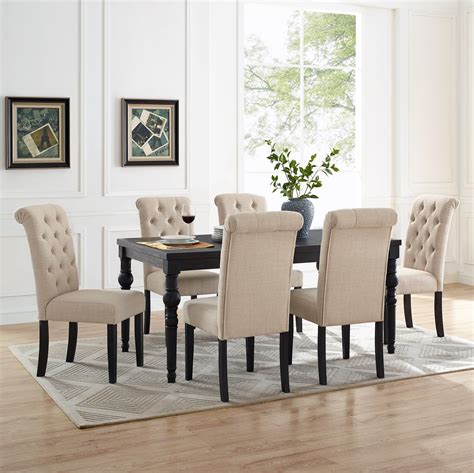 Verona 9 Piece Formal Dining Room Set, Walnut Black Wood & Light Brown ...