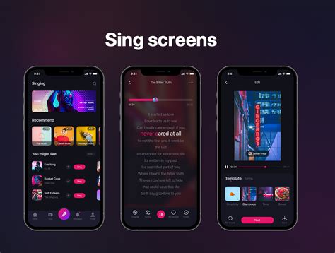 社交卡拉OK唱歌音乐短视频手机应用程序APP UI模版 Social Karaoke Singing Mobile App _ 果觅网 ...
